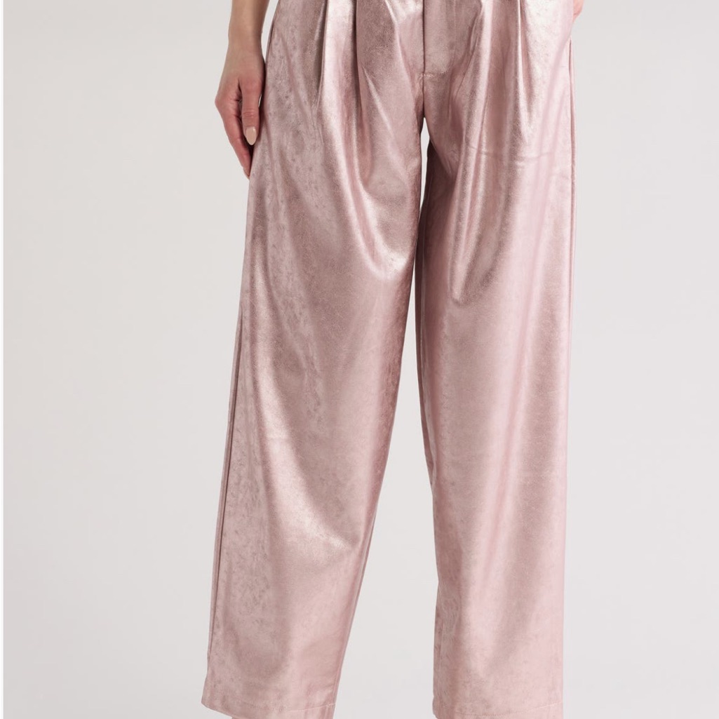 Mother Pleated Metallic Starlet Pants Size 26 Brand New